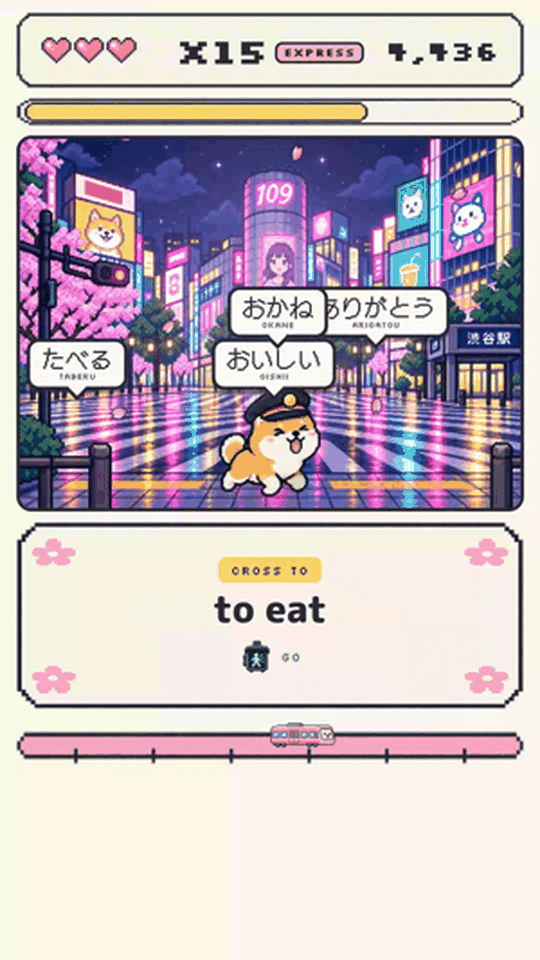 Nihongo Rush: express mode at night in Shibuya